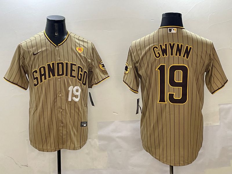Men San Diego Padres 19 Gwynn Brown Stripe Game 2025 Nike MLB Jersey style 10